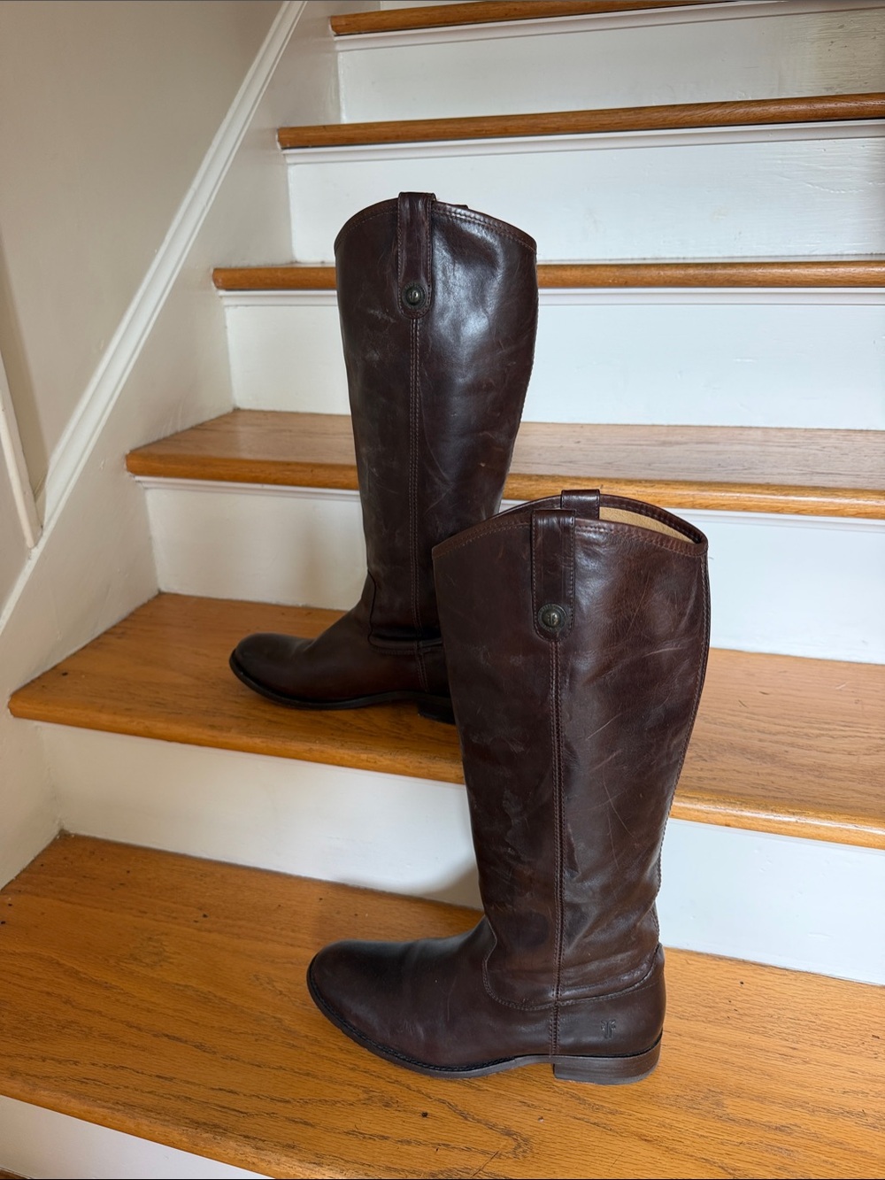 Frye Brown Leather Knee-High Riding Boots